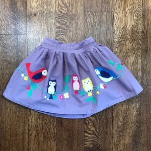Mini Boden Birds & Owls Appliqué Skirt